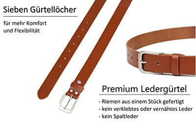 Leather belt, belt, 3 cm wide, 90-105 cm