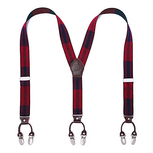 Suspenders 6 Clips Heavy Duty Braces Y Back 20 Colors Durable Elastic Adjustable Braces Strong Metal Clips Suspenders