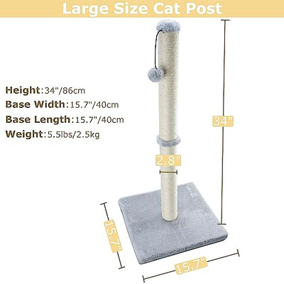 Poteaux à gratter ultimes pour chats, poteau en sisal, poteau de remplacement pour poteau à gratter, planche à gratter avec peluche 