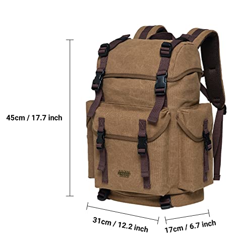 Canvas large backpack, vintage hunting backpack hiking backpack with 15 inch laptop compartment for work, trips, university