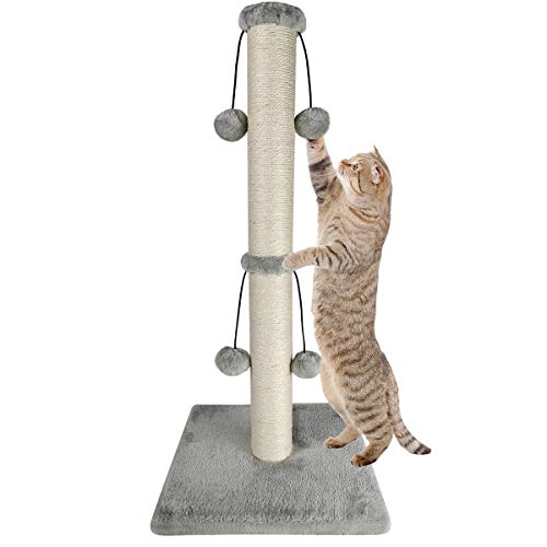 Cat Scratching Post for Large Cats with Play Ball Natural Sisal