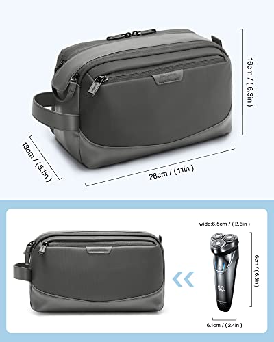 Toiletry Bag, Leather Travel Culture Organizer, Dopp Kit Waterproof Shaving Bag for Culture Accessories, Gray