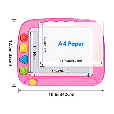 Large Magnetic Painting Board Magic Board, 42x32cm Drawing Board Magic Coloring Board with 4 Shape Stamps