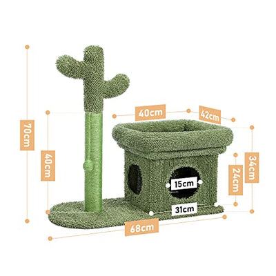 Cactus Scratching Posts Creative Scratching Posts Stylish Cat Tree with Ball and Cat House Height 70cm