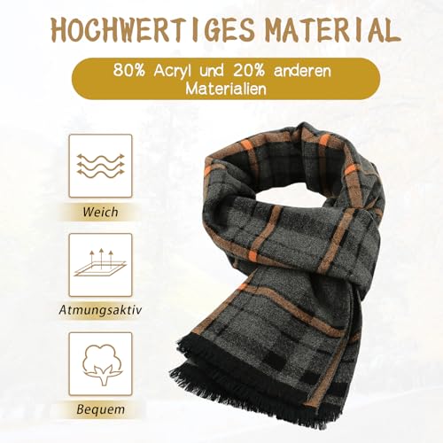 Scarf Warm and Soft Winter Scarf Scarf Knitted Plaid Winter Long Scarves Gray Black One Size