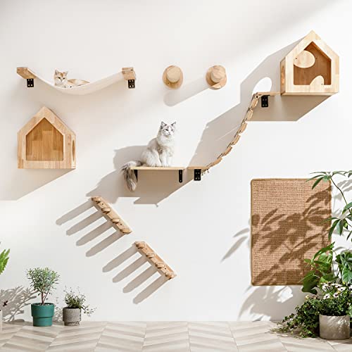 Climbing wall cats, cat bridge and cat lounger for DIY catwalk, cat hammock and cat wall for most kittens, medium and large cats