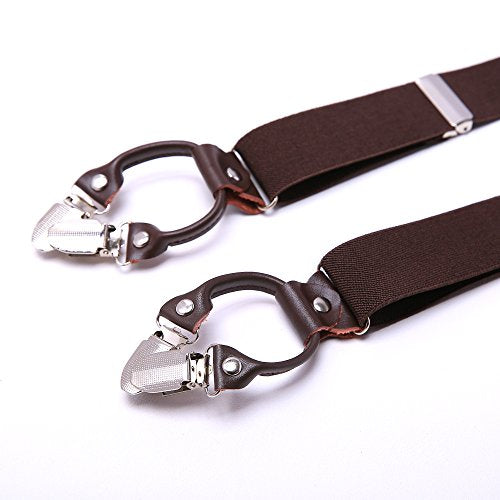 Suspenders 6 Clips Heavy Duty Braces Y Back 20 Colors Durable Elastic Adjustable Braces Strong Metal Clips Suspenders