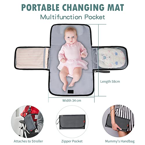 Baby Changing Backpack, Elegant Changing Bag Backpack with Changing Pad and Stroller Straps - Large Capacity Baby Bag Travel Bag for Traveling