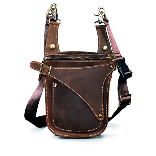 Leather Motorcycle Hip Bag Messenger