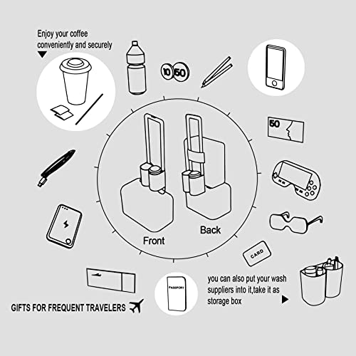 Travel Drink Holder Holds Two Coffee Cups Fits Most Suitcase Handles, Practical Travel Accessories for Travelers, Flight Attendants, Grey