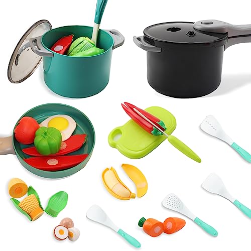 41pcs Kitchen Toy Set, Kids Role Play Kitchen Pretend Toy, Cookware Cooking Utensils Pan Toy Kit, Kitchen Accessories Cooking Pots and Pans