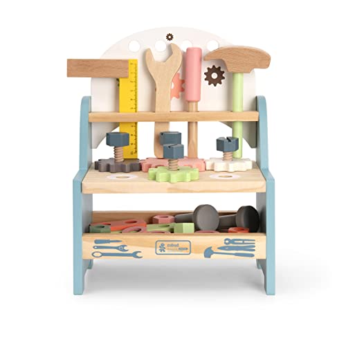 Mini Wooden Workbench Toy, Children's Tool Bench with Tools and Accessories, Wooden Children's Toy