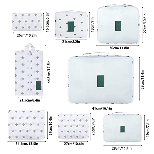 Pack of 8 Packing Cubes, Suitcase Organisation Cubes, with Shoe Bag, Laundry Bag, Travel Organisers, Clothes Bags, for Backpack