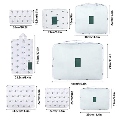 Pack of 8 Packing Cubes, Suitcase Organisation Cubes, with Shoe Bag, Laundry Bag, Travel Organisers, Clothes Bags, for Backpack