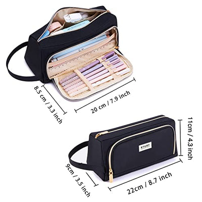 Pencil case, pencil case large capacity 2 compartment pencil cases unisex pencil case pencil pouch pencil case school supplies pencil case with carry handle for school office