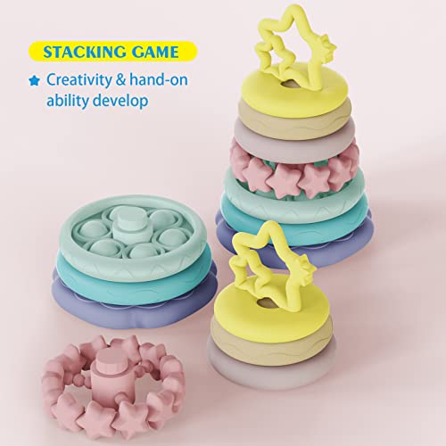 7 Piece Stacking Toy With Rings, Stacking Tower Stacking Cup Teething Ring Baby, Sensory Toys