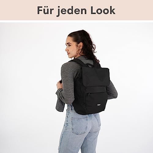 Backpack Small Black - Ronja - Modern day backpack with laptop compartment for university business city - 10L - Sustainable - Water repellent