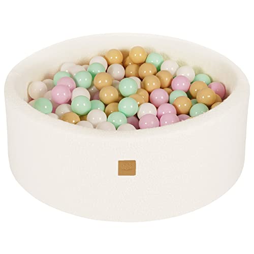 Soft Foam Round 90 x 30 cm Ball Bath with 200 pcs Balls for Babies & Toddlers - Baby Playpen Essentials, Foam Ball Baths for Kids, Boucle, White: Pastel Pink/Mint/White/Beige.