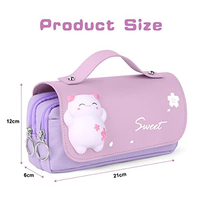 Pencil Case, Pencil Case with Divider Compartment, Pencil Bag, Large Stationery Bag, Handheld Portable Pencil Bag for School & Office