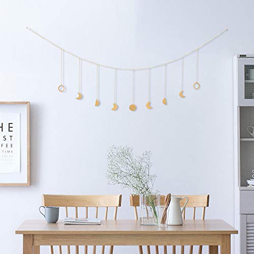 Moon phase garland with chains boho hanging ornaments moon hanging art room decoration