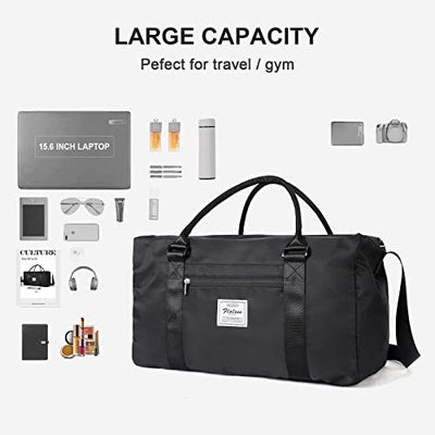 Sports Travel Bag Large Sports Bag, Weekend Bag, Carrying Bag for Airplane, Beach Bag, Overnight Bag, Waterproof Hospital Bag, Luggage Bag with Wet Bag