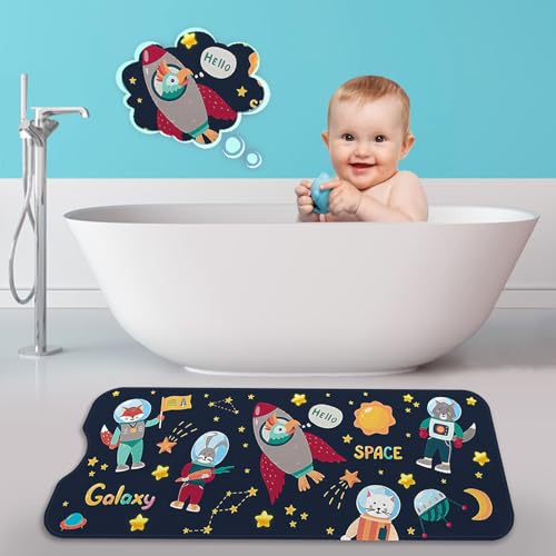 Tapis de bain pour baignoire pour enfants - Tapis de bain antidérapant pour bébé - Extra long - Tapis de sol antidérapant pour salle de bain, douche pour tout-petits - Avec ventouses et trous de drainage