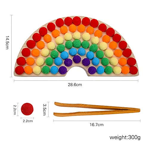 Wooden Peg Board Beads Game Wooden Clip Beads Game Rainbow Ball Elimination Game Toy Colour Classification Fine Motor Skills Educational Toy