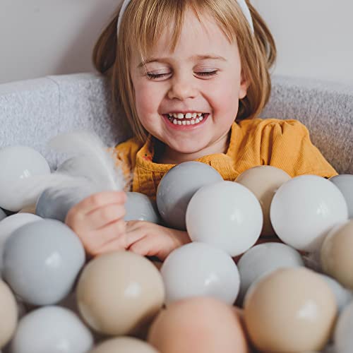 Ball Pool Baby - Piscine bébé ronde 90x40cm pour enfant avec 200 balles, velours, vert foncé : All White 