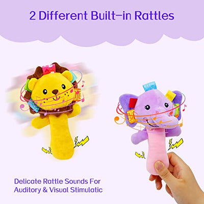 Pack Plush Baby Soft Rattle Toys Stuffed Animal Hand Rattles Musical