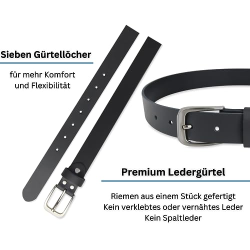 Leather belt, belt, 3 cm wide, 125-140 cm