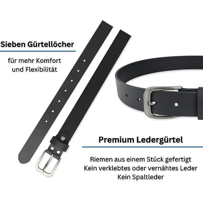 Leather belt, belt, 3 cm wide, 90-105 cm