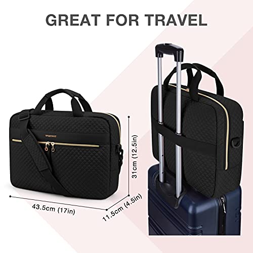 Laptop bag, 17.3 inch briefcase, large laptop bag, computer bag, office, travel, business, black