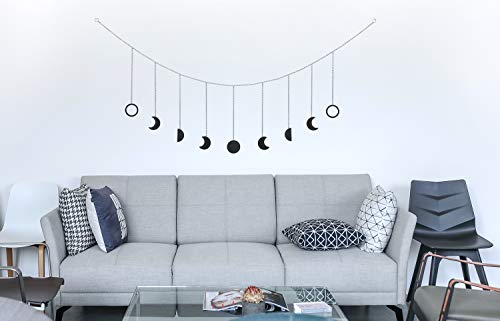 Moon phase garland with chains boho hanging ornaments moon hanging art room decoration