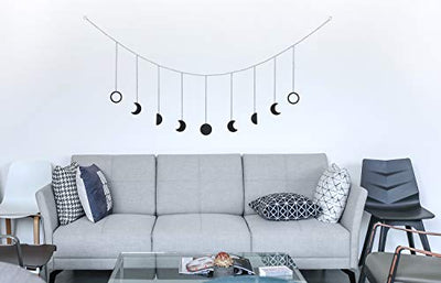 Moon phase garland with chains boho hanging ornaments moon hanging art room decoration