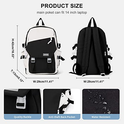 School bag secondary school daypack, 14 inch laptop backpack, water resistant backpack for teenager bookbag middle school students backpack