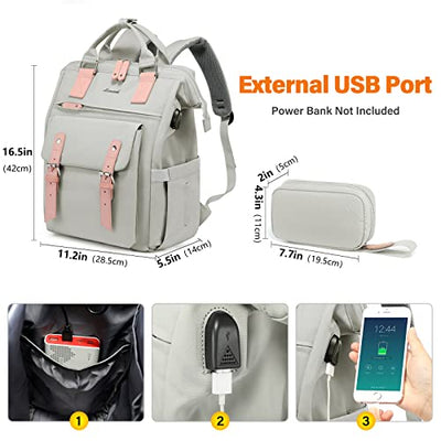 Laptop Backpack, 15.6 Inch School Backpack Teen with Data Cable Pouch & USB Charging Port, Waterproof Backpack Bag School Bag for School Uni Office Business Travel