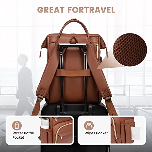 Backpack, Waterproof Laptop Backpack 15.6 Inch Grey, Large PU School Backpack Bag with USB Charging Port, for School Work Uni Students Teachers Business Office