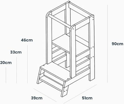 Learning Tower for Kids - Baby Adjustable Learning Tower Natural Wood, Toddler Stable Learning Chair for Kitchen, Babies Safe and Practical Kitchen Tower, Grey