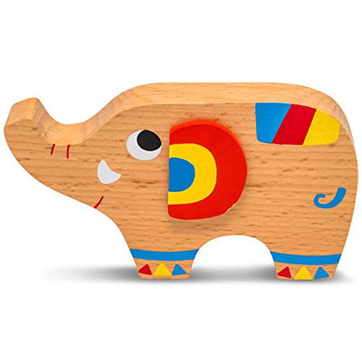 Elephant stack toy wood to learn dexterity with sticks Colorful