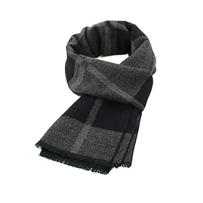 Scarf Warm Knitted Plaid Tassel Scarf Winter Long Scarves Grey Black B With Packing One Size