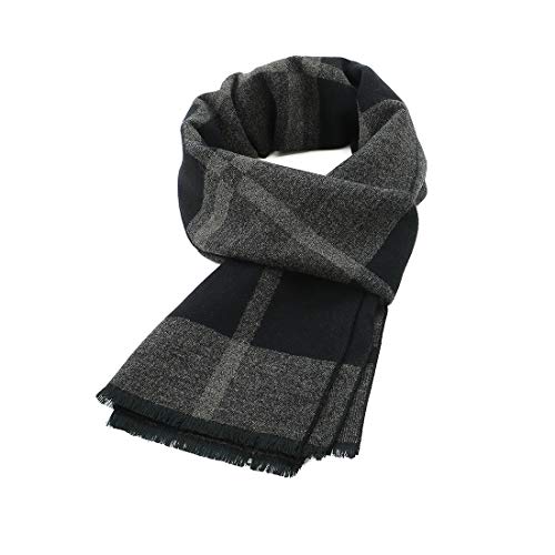 Scarf Warm and Soft Winter Scarf Scarf Knitted Plaid Winter Long Scarves Gray Black One Size