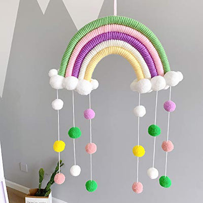 Macramé Rainbow Wall Hanging Home Decoration Boho Room Decor Hand Woven Tapestry Kids Wall Decoration