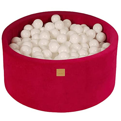 Ball Pool Baby - Runder 90x40cm Baby Pool für Kinder mit 200 Bällen, Samt, magenta: Ganz weiß