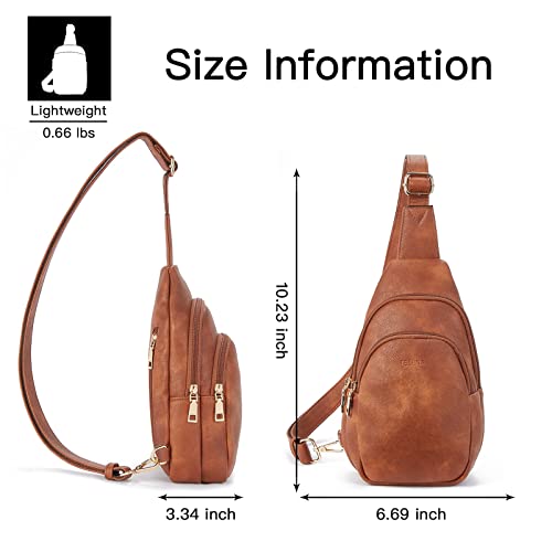 Sling Bag Chest Bag, Crossbody Shoulder Bag PU Leather Sports Shoulder Bag Small Fanny Pack Stylish