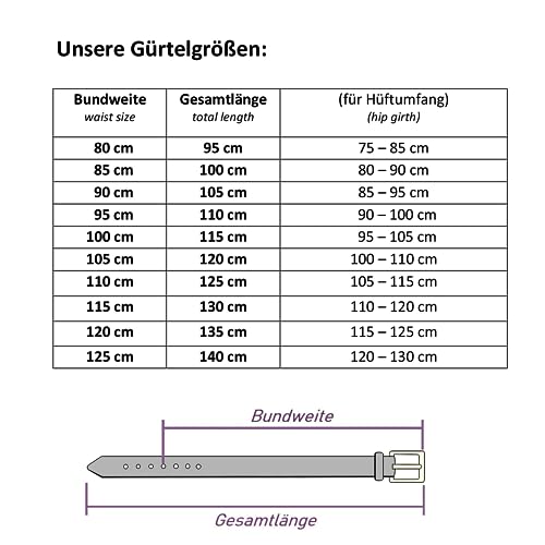 Ledergürtel, Gürtel, 3 cm breit, Rot, 110-125 cm