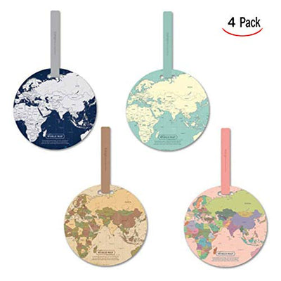 4 pieces luggage tag world map luggage tag with address label, handbag tag suitcase address labels