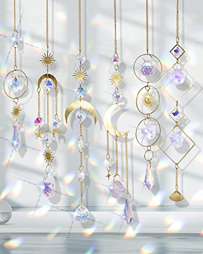 6 Piece Suncatcher Crystal Window Hanging Wind Chimes Rainbow