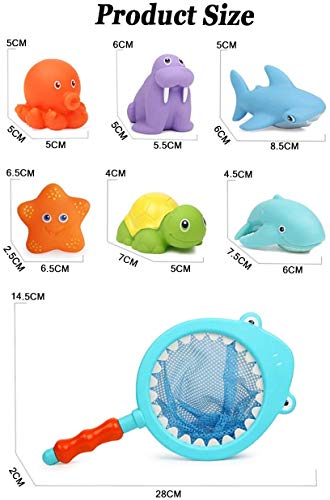 7 pièces jouets de bain bébé, jouet de bain enfants, jouet de bain avec filet de pêche