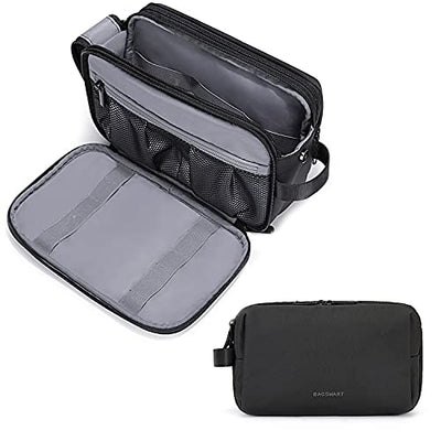 Trousse de toilette, organisateur de toilette de voyage, kit Dopp, trousse de rasage hydrofuge pour accessoires de toilette (grand noir) 