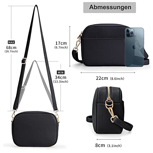 Shoulder Bag, Stylish Vegan Leather Wide Strap Crossbody Shoulder Bag with 2 Adjustable Straps for Daily Work, Shopping, Dating, Traveling